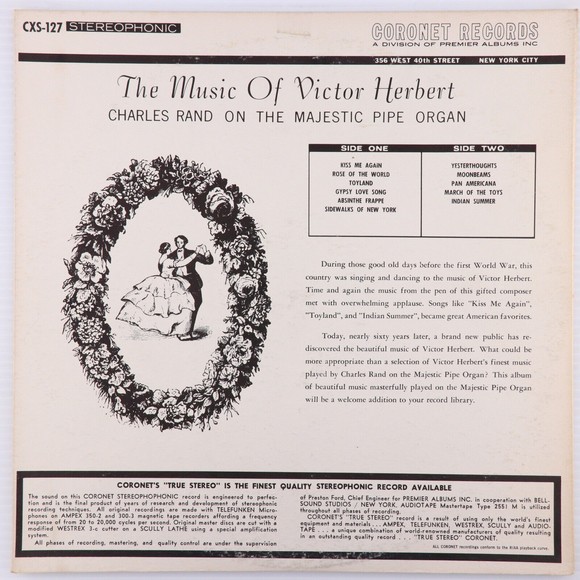 Charles Rand Plays The Music Of Victor Herbert On Majestic Pipe Organ LP Record - Picture 2 of 15